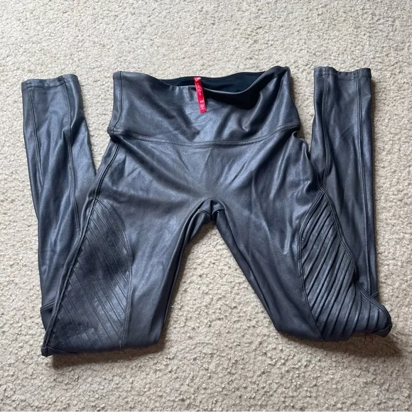 SPANX Gunmetal Moto Leggings - Picture 3 of 5